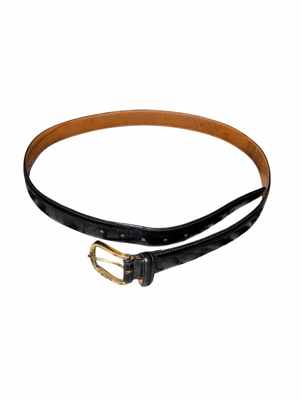 Vintage Trafalgar Black Leather Belt 32 Annonay French Calf Made in USA Normcore